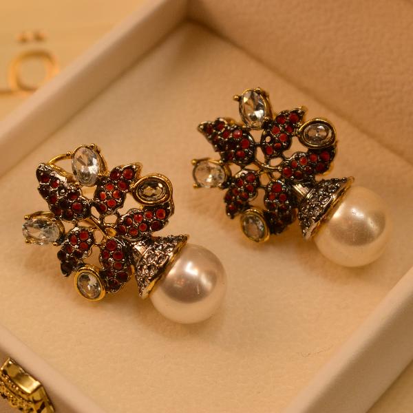 Beautiful Real Stones Gold Plated Earrings For Girls/women