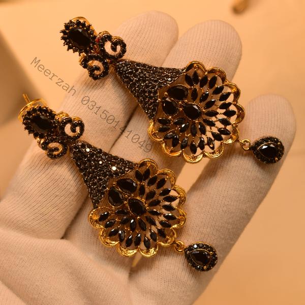 Fancy Unique Design Crystal Stones Gold Plated Earrings for Girls/Women