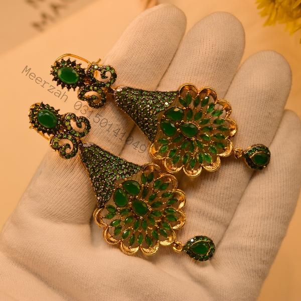 Fancy Unique Design Crystal Stones Gold Plated Earrings for Girls/Women