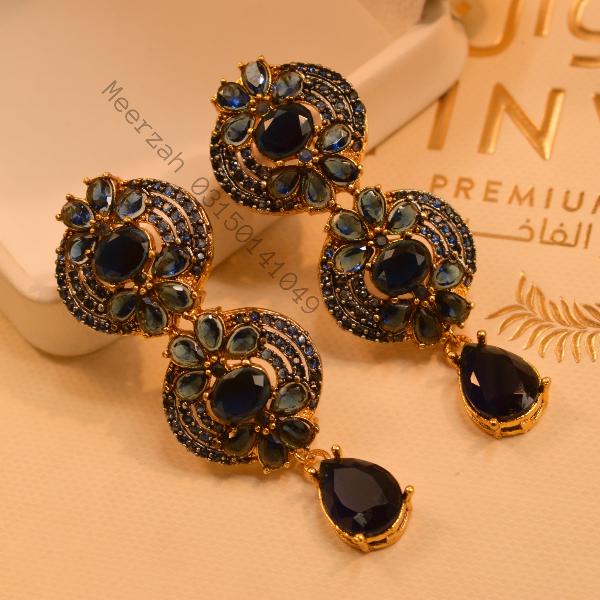 Glamorous Design Real Stones Gold Plated Earrings for Girls/Women