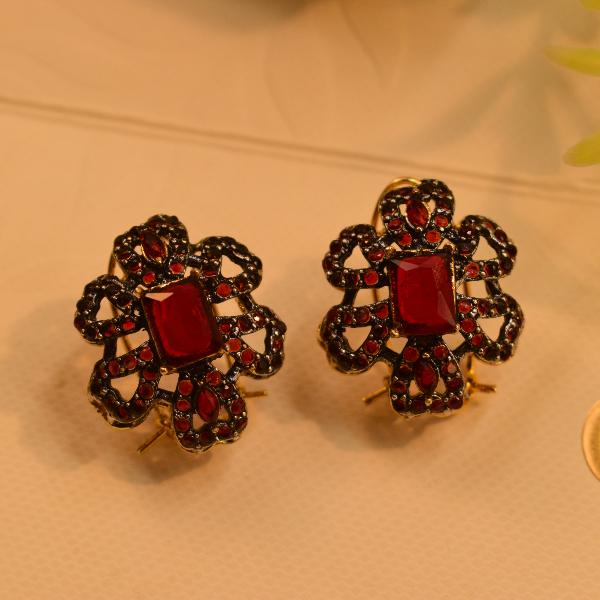 Elegant Fancy Design Real Stones Gold Plated Earrings for Girls/Women