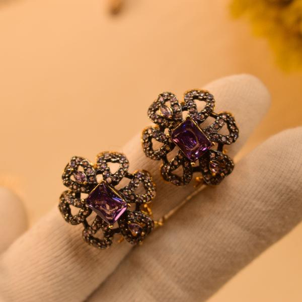 Elegant Fancy Design Real Stones Gold Plated Earrings for Girls/Women