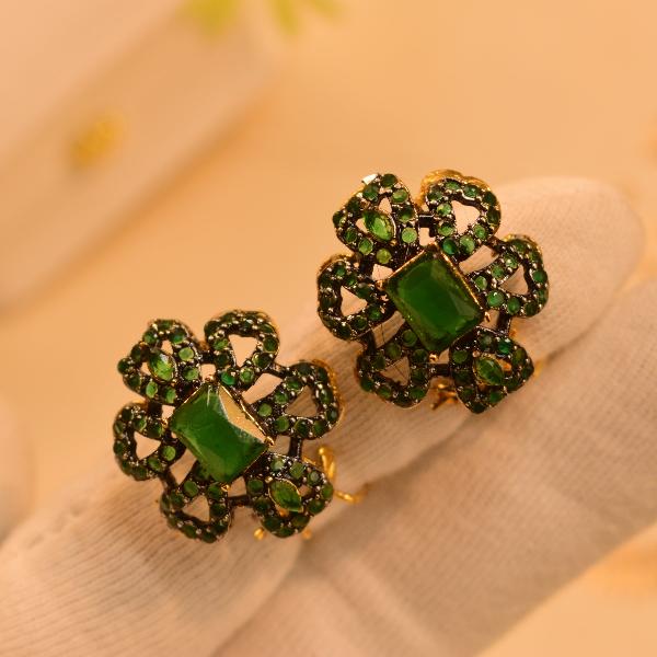 Elegant Fancy Design Real Stones Gold Plated Earrings for Girls/Women