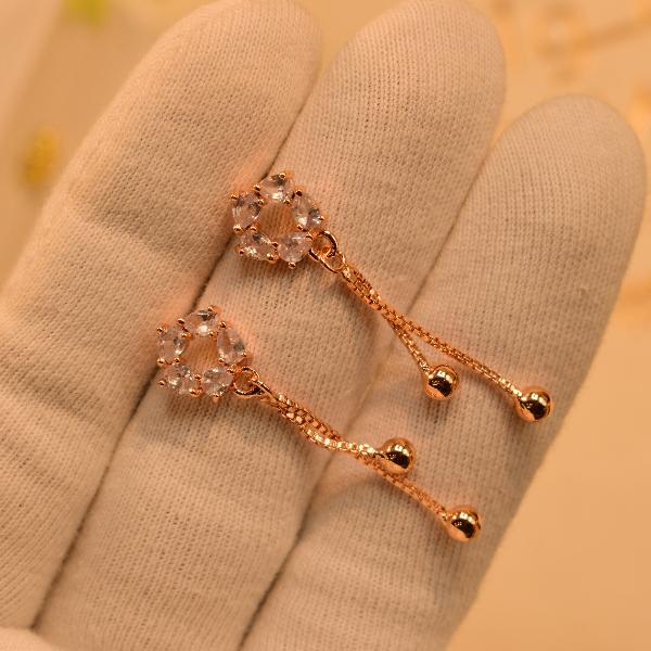 Luxury Gorgeous Design Real Stones Gold Plated Earrings for Girls/Women