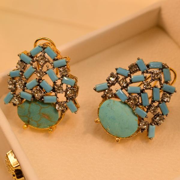 Elegant Design Real Stones Gold Plated Earrings for Girls/Women