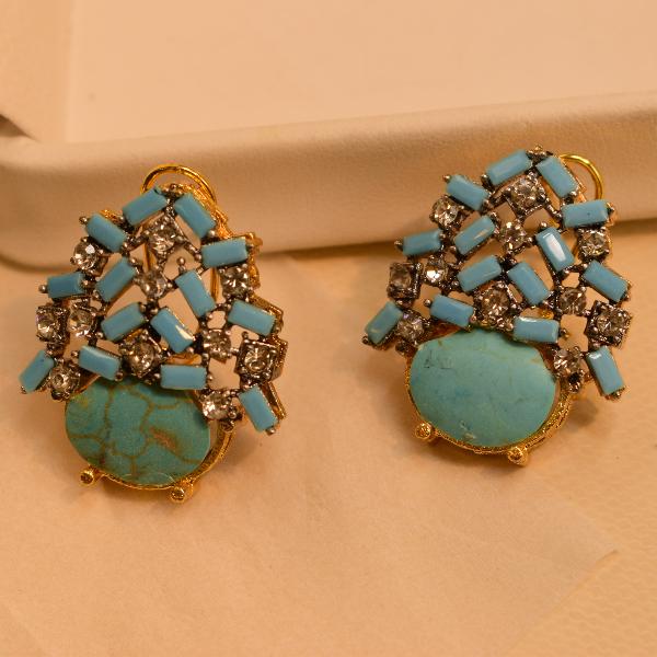 Elegant Design Real Stones Gold Plated Earrings for Girls/Women