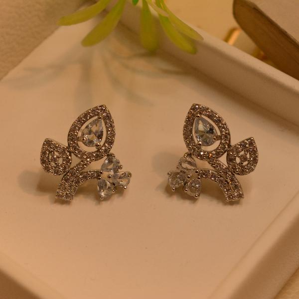 Stylish Unique Design Crystal Stones Silver Earrings for Girls/Women