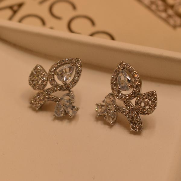 Stylish Unique Design Crystal Stones Silver Earrings for Girls/Women