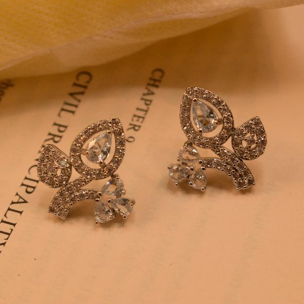 Stylish Unique Design Crystal Stones Silver Earrings for Girls/Women