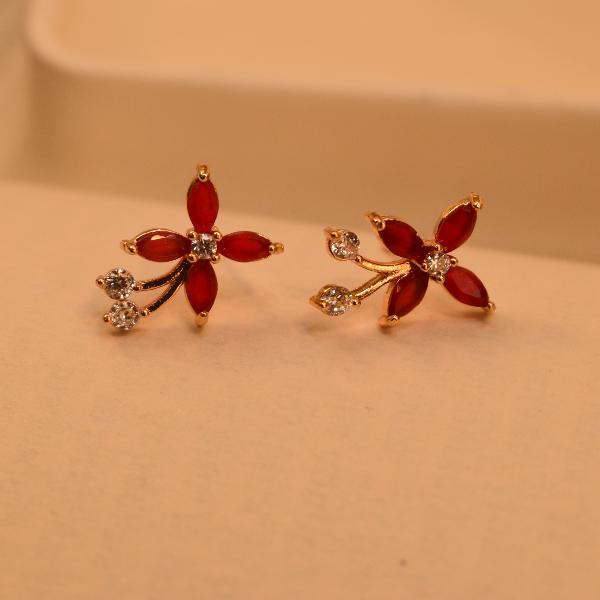 Unique Flower Design Crystal Stones Gold Plated Tops for Girls/Women