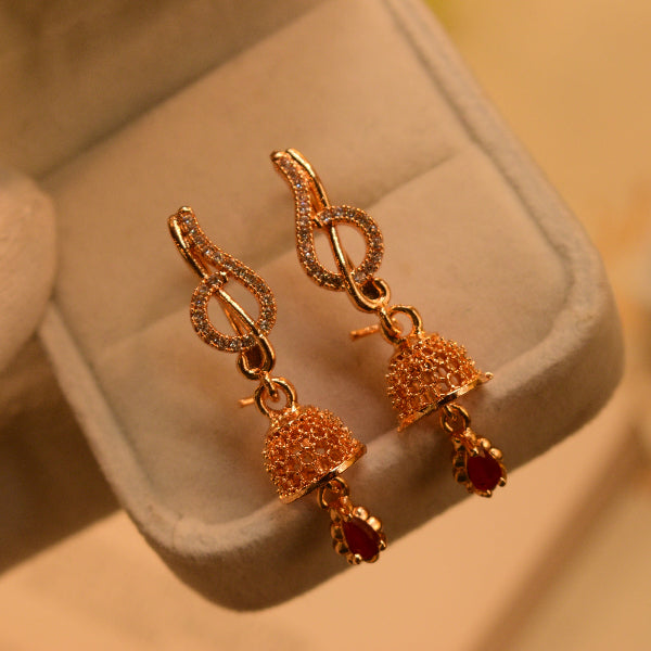 Gorgeous Unique Design Gold Plated Crystal Stones Earrings for Girls/Women