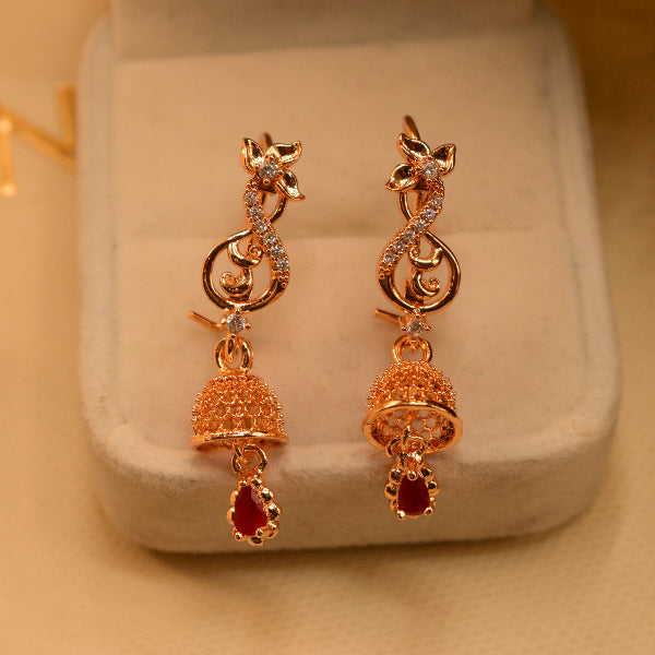 Elegant Unique Design Gold Plated Crystal Stones Earrings for Girls/Women