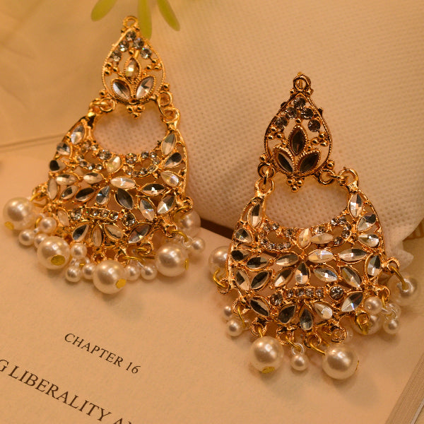 Gorgeous Unique Design Gold Plated Real Stones Earrings for Girls/Women