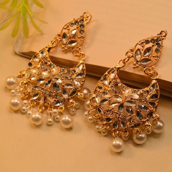 Gorgeous Unique Design Gold Plated Real Stones Earrings for Girls/Women