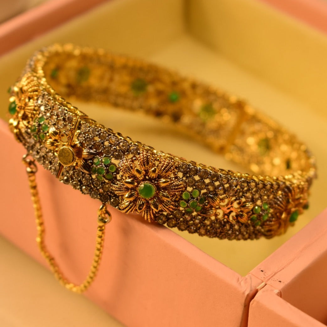 Elegant Fancy Gold Plated Multi Stones Bangle for Girls/Women