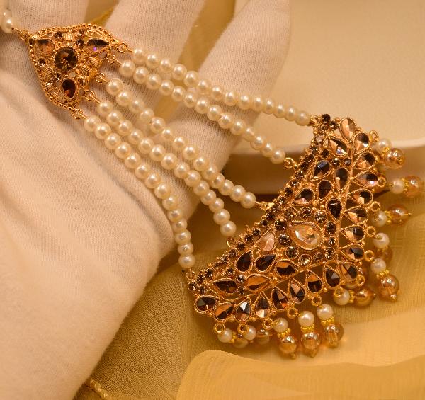 Elegant Luminous Gold Plated Crystal Stones Jhumar for Girls/Women