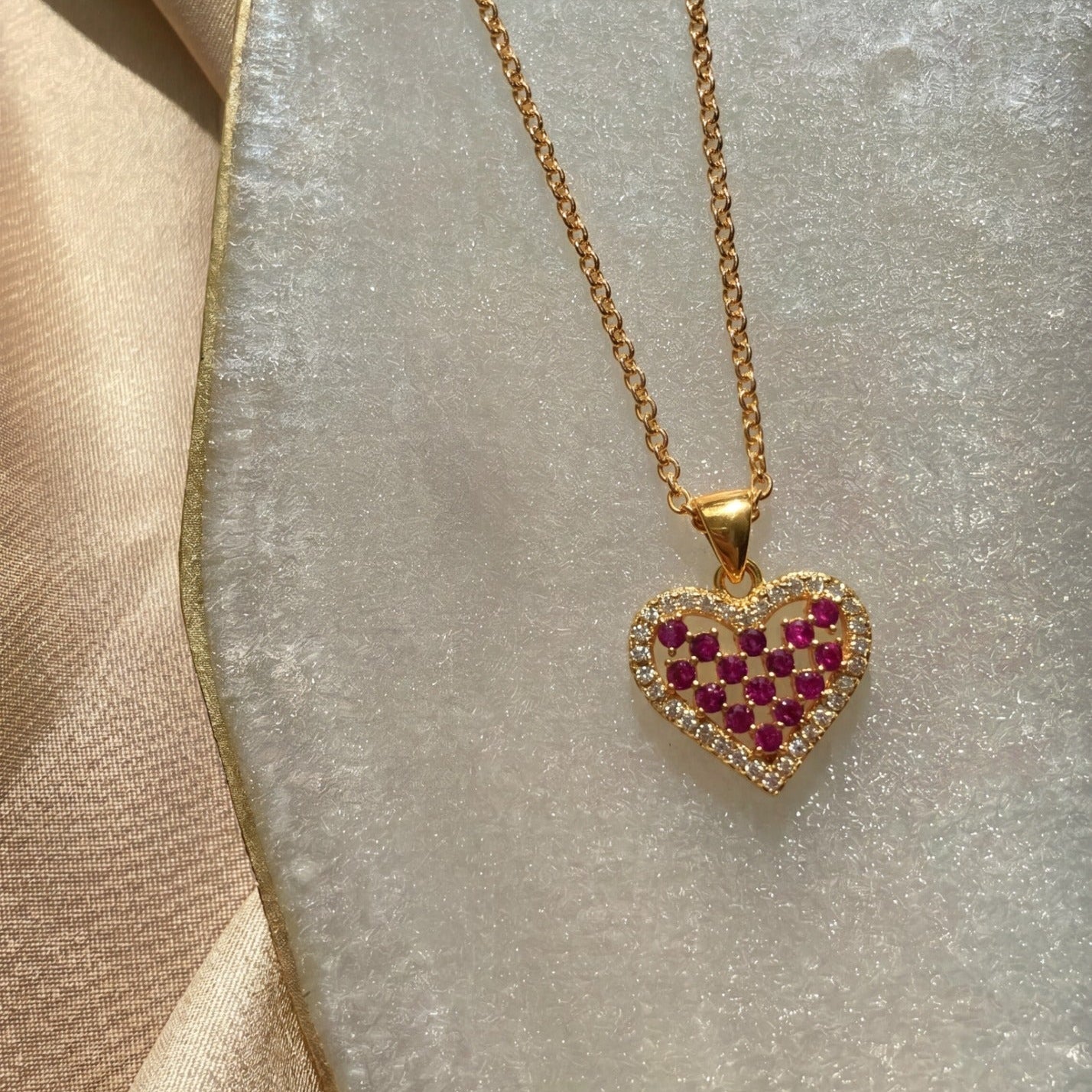 Luminous Heart Design Gold Plated Crystal Stones Pendant for Girls/Women