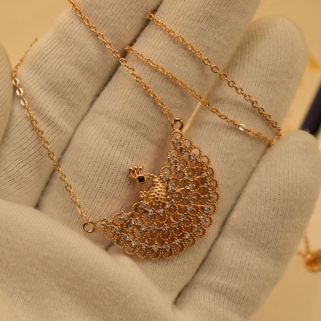 Elegant Peacock Design Golden Pendant for Girls/Women