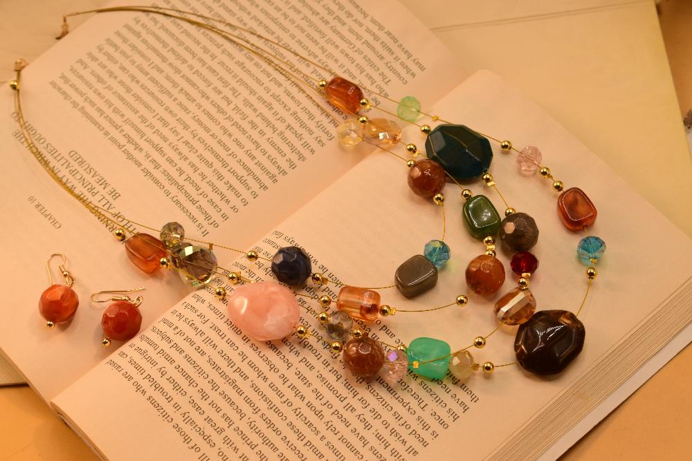 Gorgeous Real Stones Earrings and Mala Set for Girls/Women