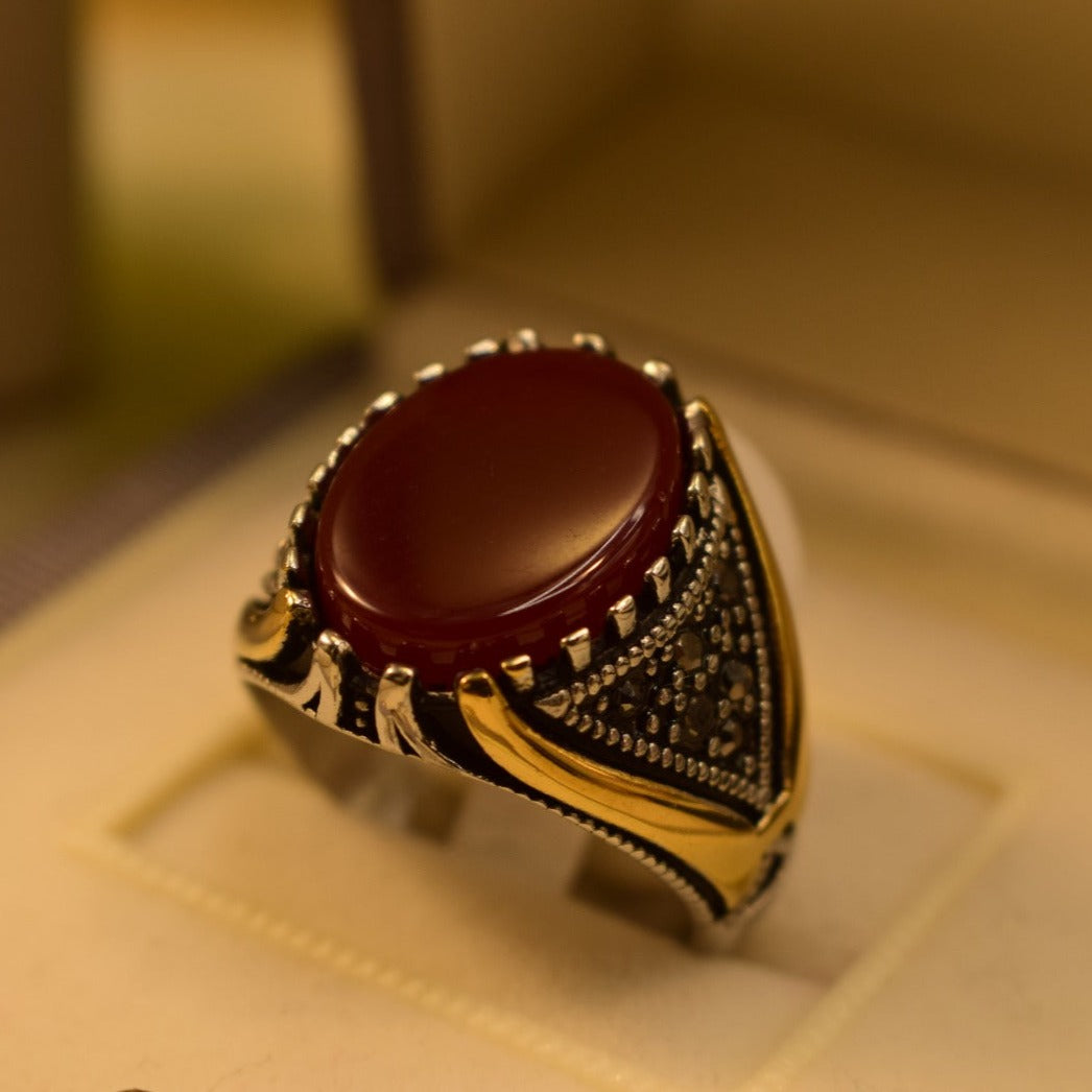 Elegant Zircon Stone Golden Ring for Boys/Men