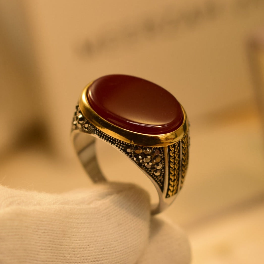 Elegant Zircon Stone Golden Ring for Boys/Men