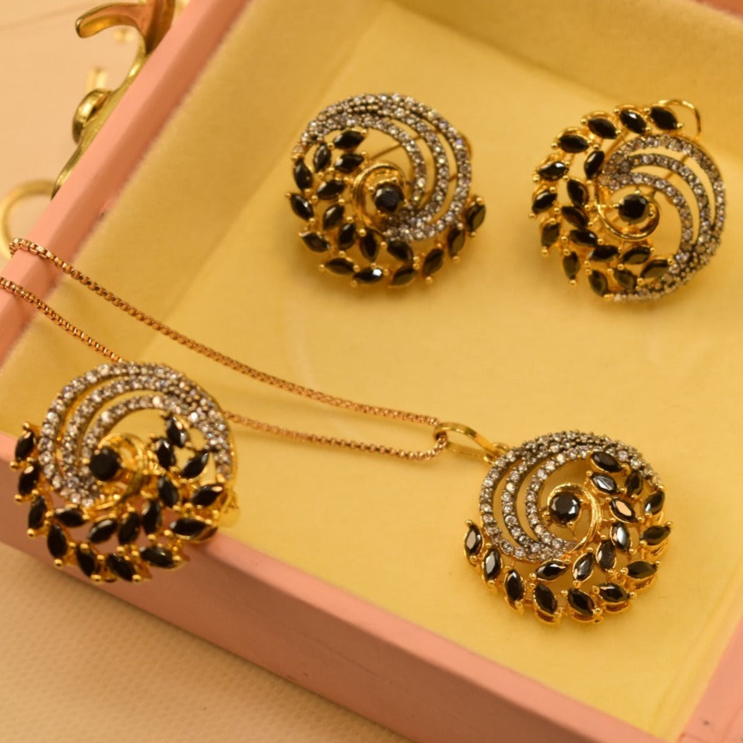 Elegant Fancy Golden Flower Zircon Necklace Sets  for Girls/Women