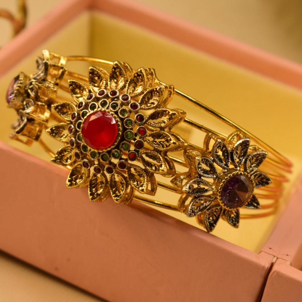 Elegant Fancy Golden Flower Bangle for Girls/Women