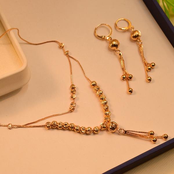 Gorgeous 24K Gold Plated Earrings and Necklace Set for Girls/Women