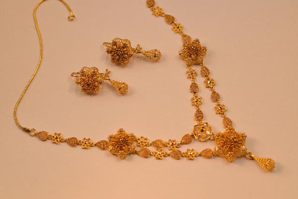 Gorgeous 24K Gold Plated Earrings and Necklace Set for Girls/Women