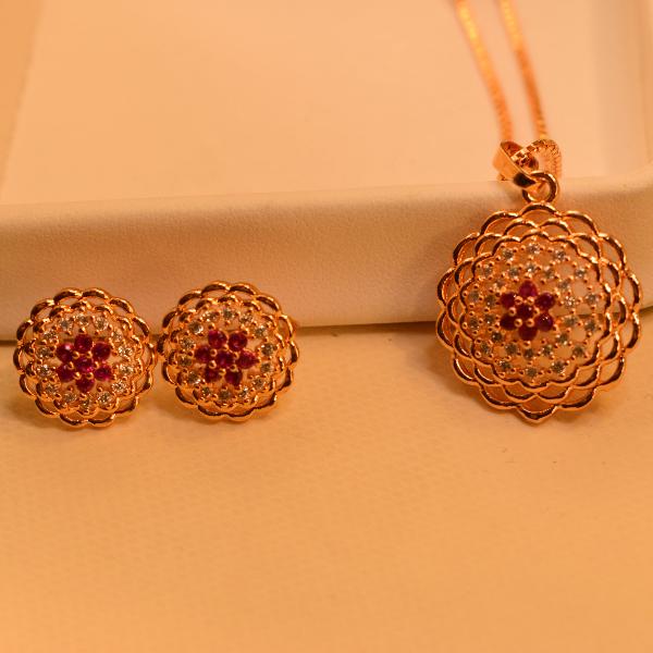 Glamorous Gold Plated Real Stones Necklace Set for Girls/Women