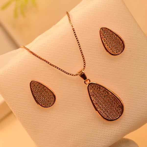 Luxury Drop Shaped 24K Gold Plated Necklace Set for Girls/Women