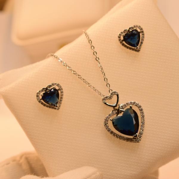 Gorgeous Heart Design Silver Necklace Set for Girls/Women