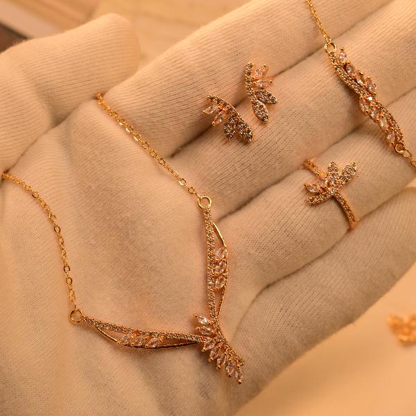 Glamorous Stylish 24K Gold Plated Necklace Set for Girls/Women