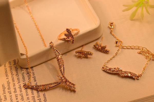 Glamorous Stylish 24K Gold Plated Necklace Set for Girls/Women