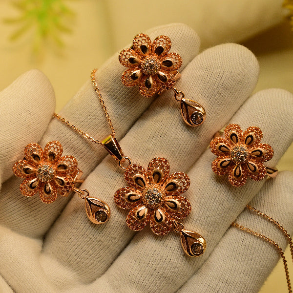 New Rose Gold Flower Necklace Design S&Z DESIGN New Fashion Cubic