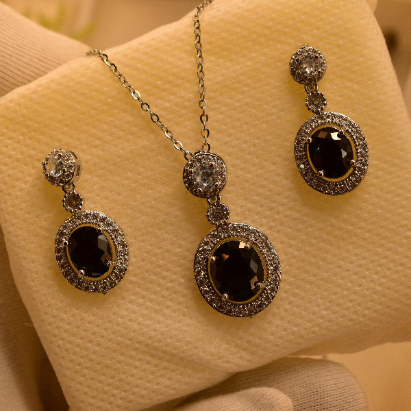 Beautiful Design Silver Plated Real Stones Necklace Set for Girls/Women