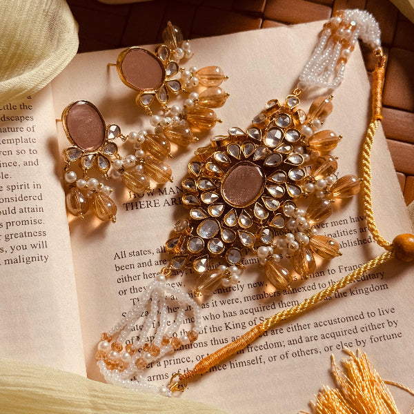 Luminous Design Gold Plated Real Stones Kundan Set for Girls/Women