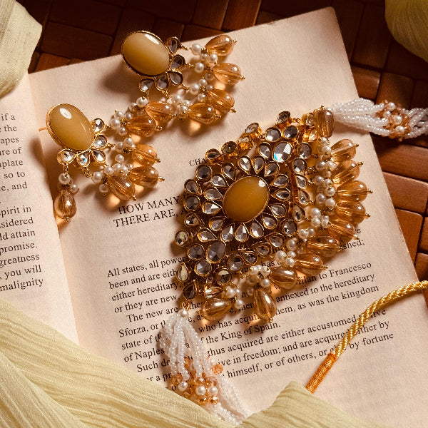 Luminous Design Gold Plated Real Stones Kundan Set for Girls/Women