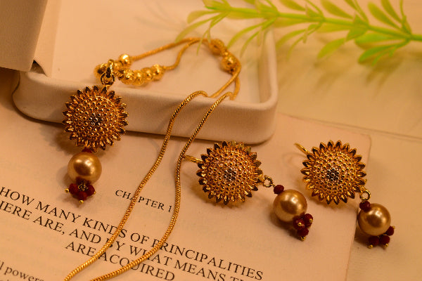 Elegant Unique Design 24K RP Gold Plated Necklace Set for Girls/Women