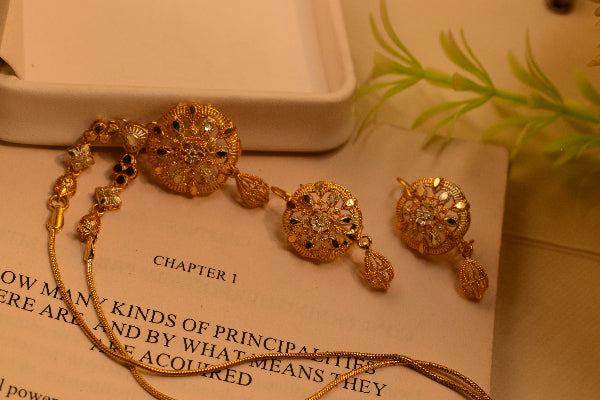 Luminous Unique Design 24K RP Gold Plated Necklace Set for Girls/Women