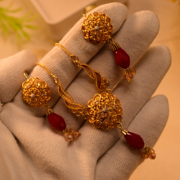 Stylish Unique Design 24K RP Gold Plated Necklace Set for Girls/Women