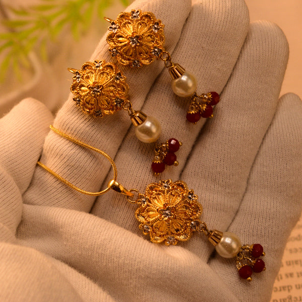 Gorgeous Unique Design 24K RP Gold Plated Necklace Set for Girls/Women