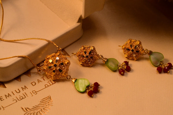 Beautiful Unique Design 24K RP Gold Plated Necklace Set for Girls/Women