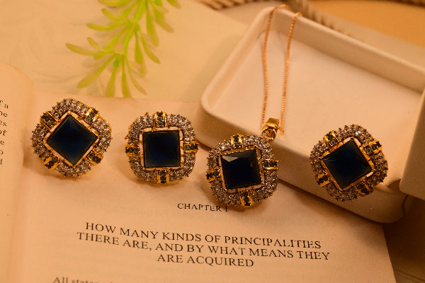 Luxury Unique Design Gold Plated Crystal Stones Necklace Set for Girls/Women