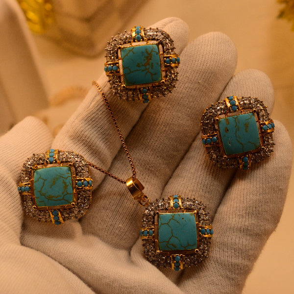 Luxury Unique Design Gold Plated Crystal Stones Necklace Set for Girls/Women