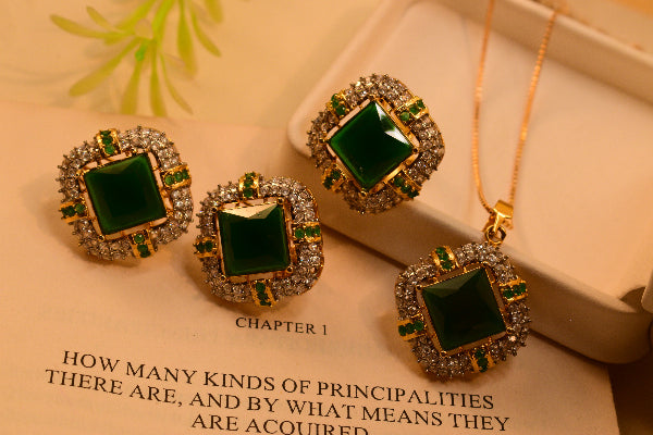Luxury Unique Design Gold Plated Crystal Stones Necklace Set for Girls/Women