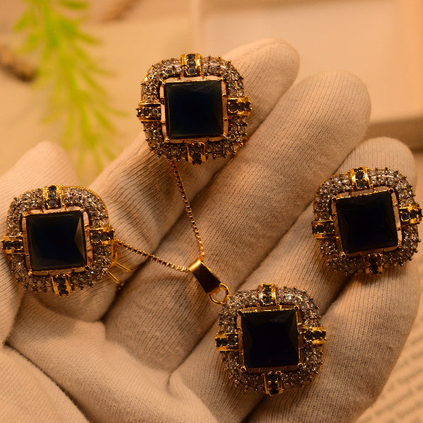 Luxury Unique Design Gold Plated Crystal Stones Necklace Set for Girls/Women