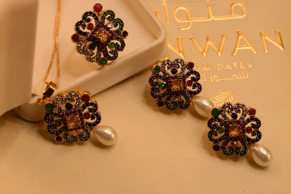 Dazzling Design Gold Plated Crystal Stones Necklace Set for Girls/Women