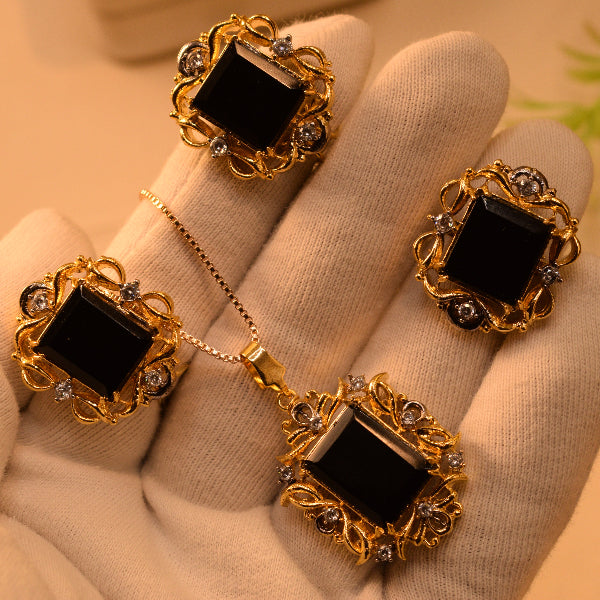 Charming Design Gold Plated Real Stones Necklace Set for Girls/Women