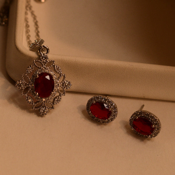 Luxury Design Silver Plated Real Stones Necklace Set for Girls/Women